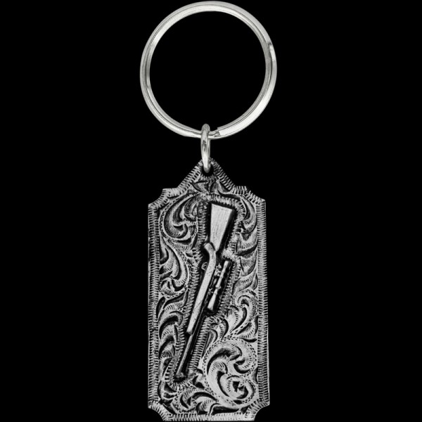 Make a statement with our Rifle Keychain. Carefully detailed, it's a perfect accessory for hunters, shooting enthusiasts, and firearm aficionados. Explore now to add a touch of rugged charm to your keychain collection!